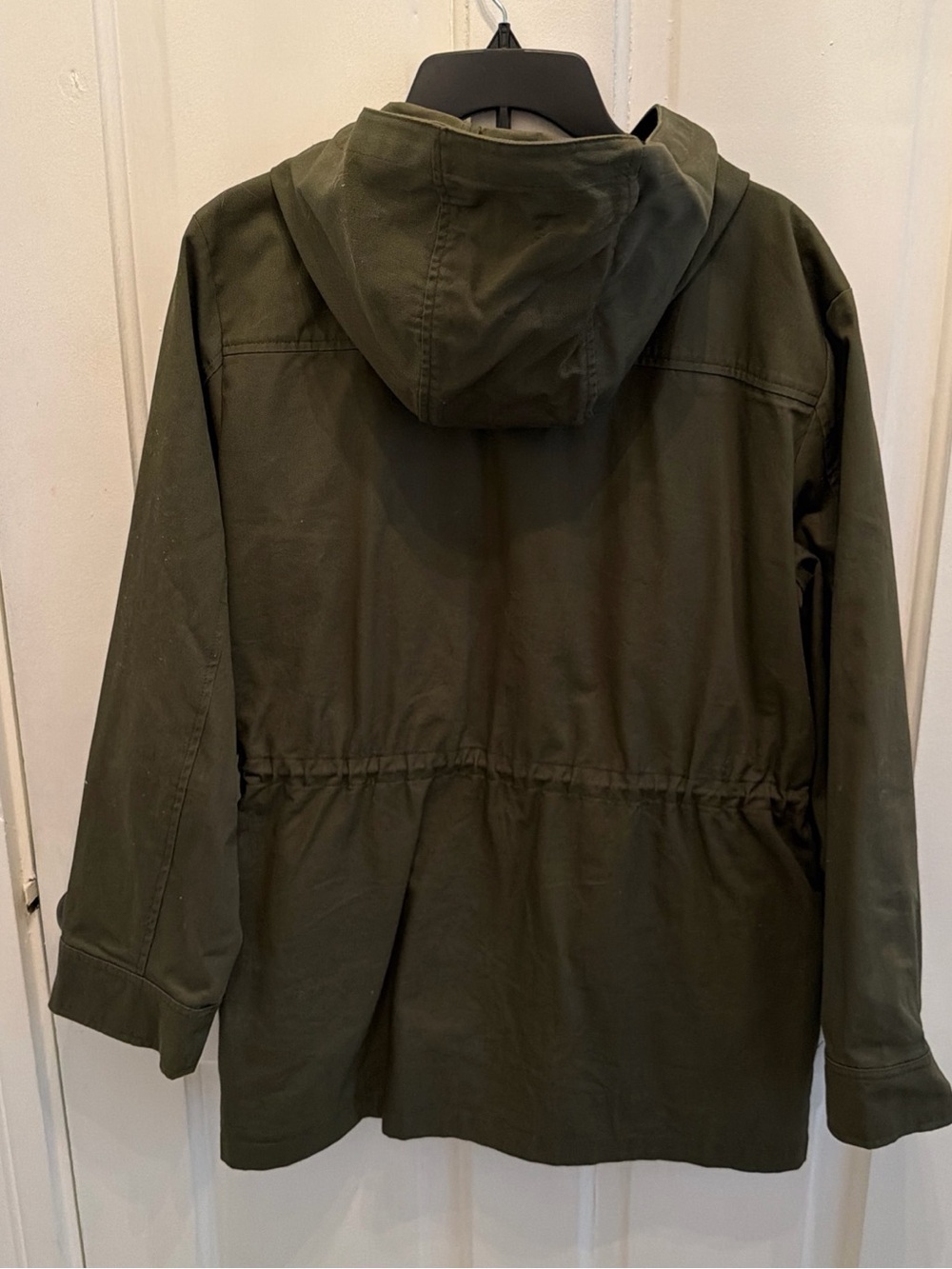 J.Crew Women's L Olive Green Hooded Utility Field Jacket Cotton Drawstring - Picture 4 of 9